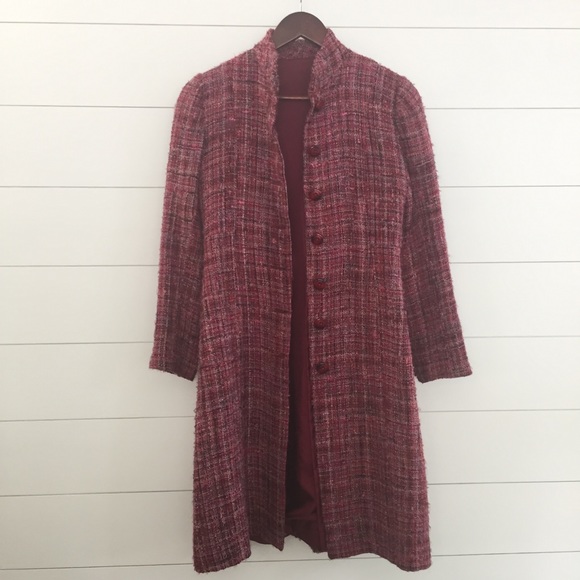 🛑 SOLD! Tweed Button Down Coat In Rose Hues - Picture 9 of 9